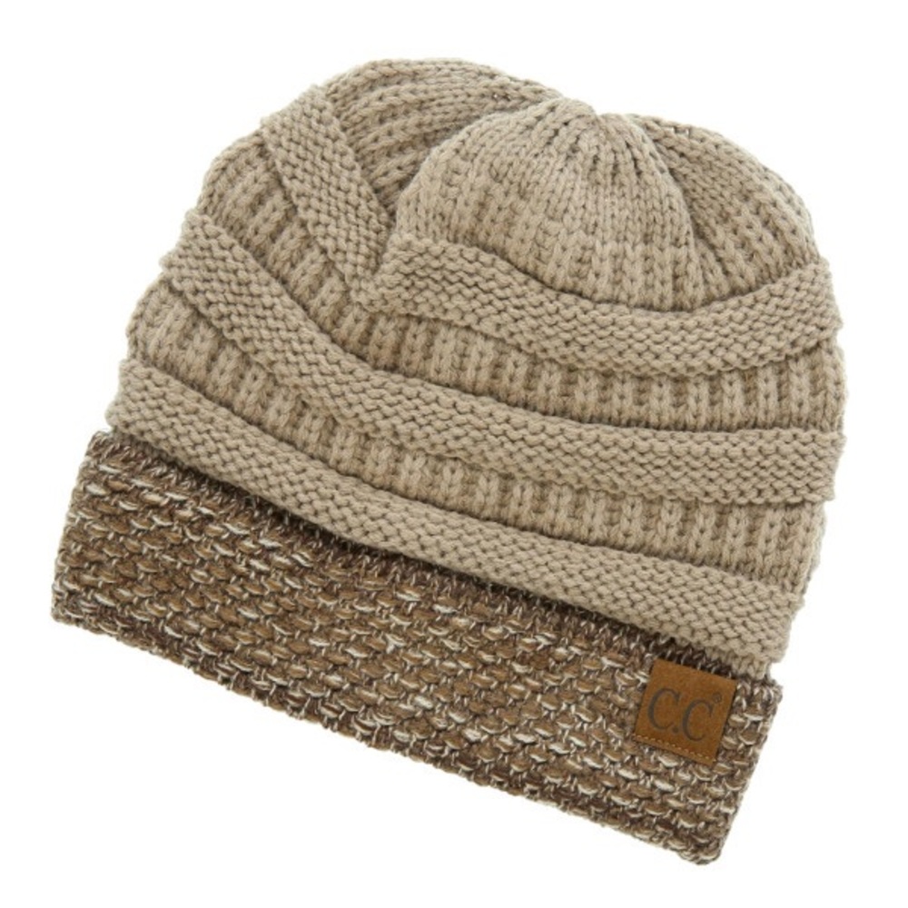 Knitted Beanie Hat Beige